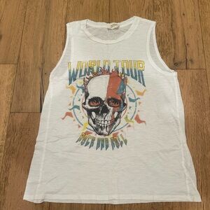 White Graphic Tank Top - World Tour Rock and Roll